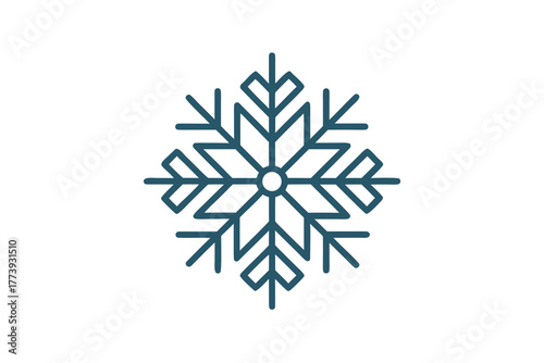 Continuous line snowflake single stroke elegant geometric winter design icon