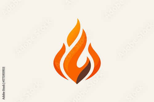 flame symbol icon single abstract fire decorative element