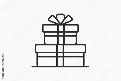 stacked double gift box icon simple holiday present illustration