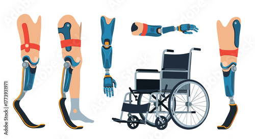 Prosthetic Limbs and Wheelchair: Medical Technology and Mobility Solutions.