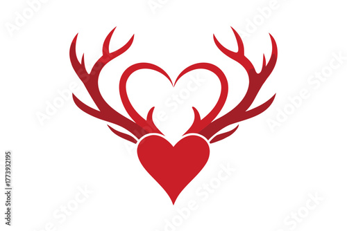 Antlers forming heart shape creative holiday decoration icon design
