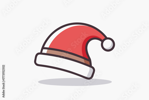 tilted santa hat monoline clean curved decorative festive icon