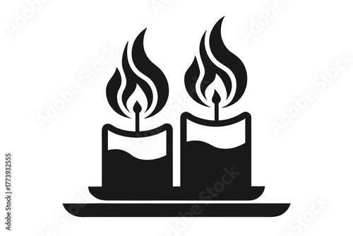 Twin wick candle icon two short candles standing together