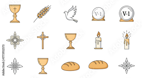 Religious symbols and icons for Christian faith.