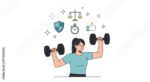 Woman exercising with dumbbells for health and wellness.