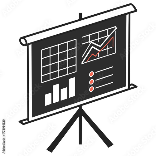 Presentation Flip Chart with Graphs and Data Charts whiteboard easel