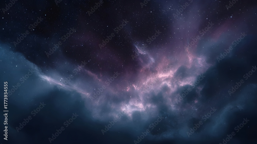 Fototapeta premium Vibrant cosmic nebula with glowing stars and swirling gas clouds in deep space