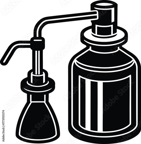 Pump bottle flavored syrup flat vector icon silhouette.