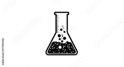 Bubbling liquid in a science laboratory flask, symbolizing research and discovery.