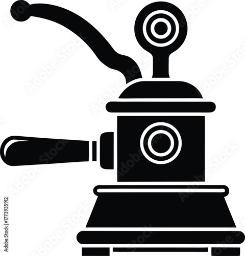Espresso machine steam wand silhouette vector white background.