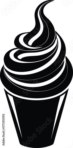 Whipped cream swirl silhouette vector icon drink topping white background.