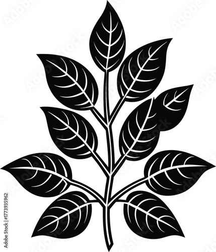 Young coffee plant silhouette vector icon stylized white background.