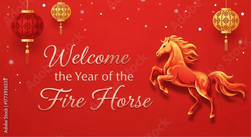 A vibrant image depicting the celebratory spirit of the New Year 2026 adorned with classic decorative elements and the powerful silhouette of the year's animal. vector illustration