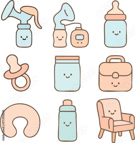 Breastfeeding Essentials Flat Icon Set 2