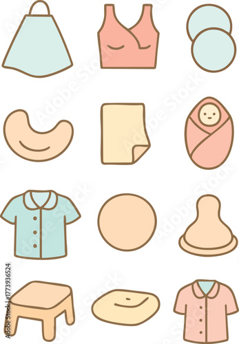 Breastfeeding Essentials Flat Icon Set 2