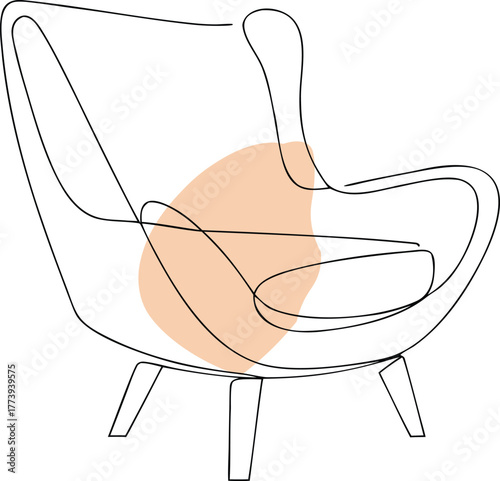 Minimalist peach accent armchair furniture interior