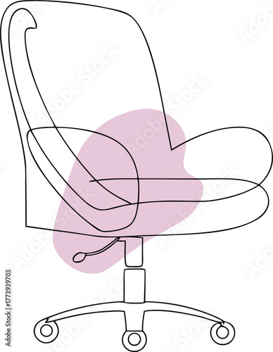Minimalist office chair outline with soft pink accent