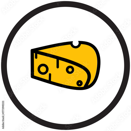 Simple Cheese Wedge Icon Illustration