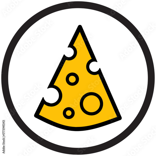 Simple Cheese Wedge Icon Illustration