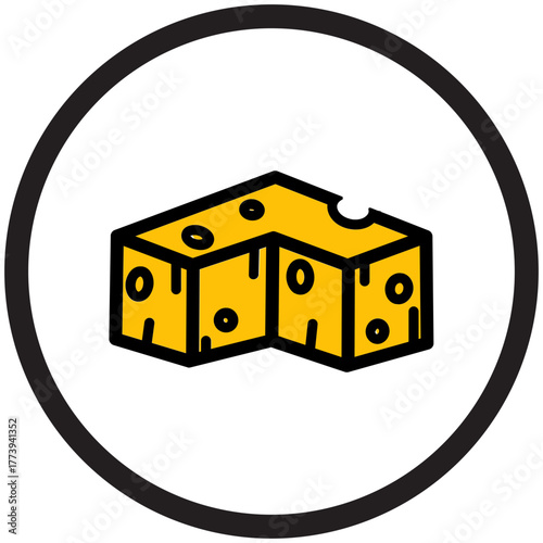 Simple Cheese Wedge Icon Illustration