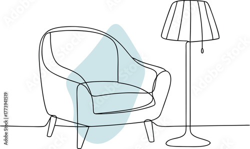 Minimalist armchair and floor lamp interior furniture