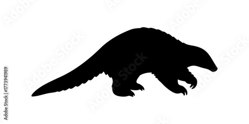 Wild pangolin silhouette vector flat illustration design.