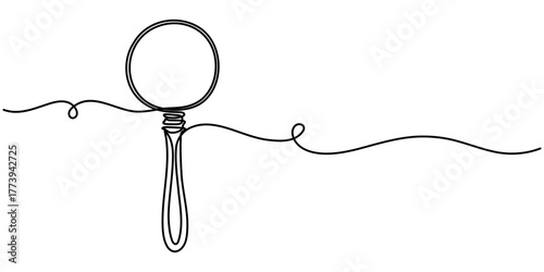 Continuous one line drawing of magnifying glass. Concept of Business analysis in simple outline style Vector illustration. 