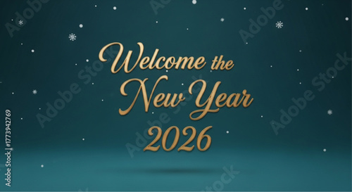 The essence of anticipation and optimism is captured as a warm message welcomes the arrival of a new year  2026. A striking composition in celebration of new beginnings. vector illustration