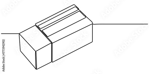 rubber eraser Continuous one line drawing,  outline pro vector illustration, minimalist in white background. 