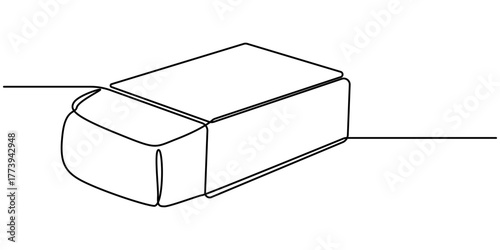 rubber eraser Continuous one line drawing,  outline pro vector illustration, minimalist in white background. 