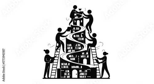 Teamwork and collaboration build knowledge and success, symbolizing shared learning and achievement.