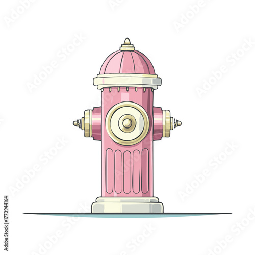 Whimsical pink and cream fire hydrant illustration a charming stylized urban utility fixture