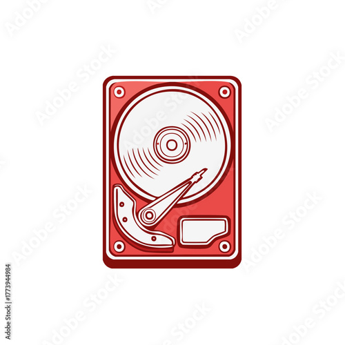 Graphic vector illustration of an internal hard disk drive, symbolizing essential data storage technology