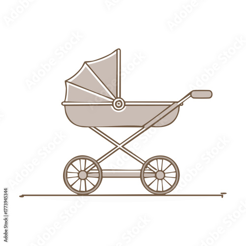 Elegant Vintage Baby Carriage with Hood Ready for a Peaceful Ride