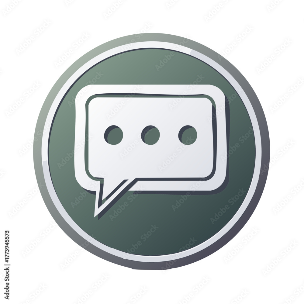 Naklejka premium Green Chat Bubble Icon with Three Dots Communication Message Sign