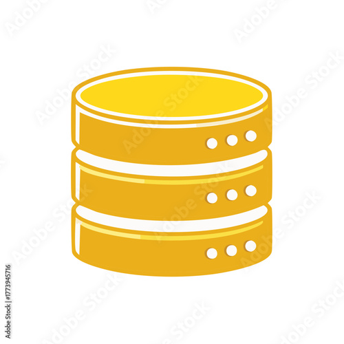 Golden stacked data storage discs with white indicator lights graphic