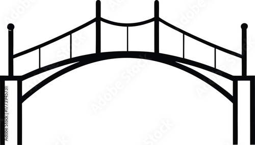 Bridge Line Drawing Vector Illustration Isolated on White Background