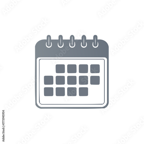 Simple calendar icon with spiral binding and grid for dates symbolizing time planning and appointments