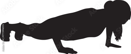 Silhouette of person performing pushups exercise fitness and health concept