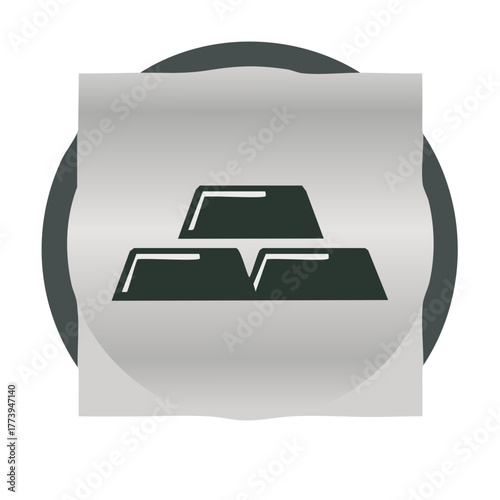 Stacked precious metal bars icon representing wealth and investment on a gray textured background