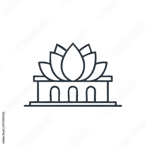 Lotus Blossom Temple Icon Serene Sanctuary Line Art Minimalist Design