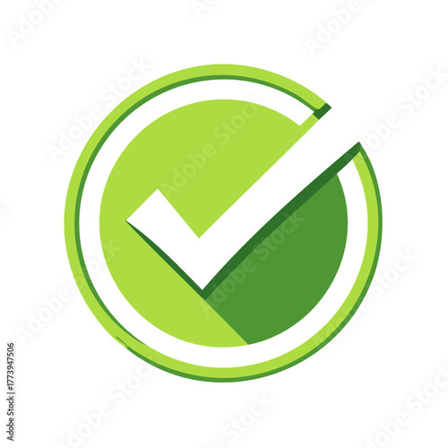 Modern green checkmark symbol in a circle indicating approval success and correctness