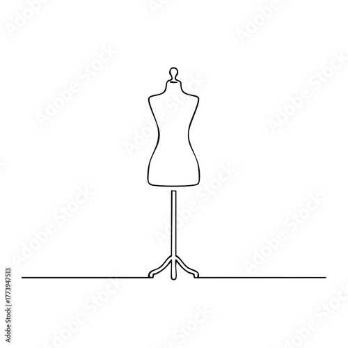 Elegant tailor's mannequin drawn with a single continuous line art style