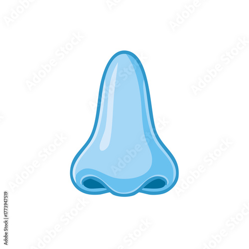 Front View Nose Illustration, Light Blue Color, Human Anatomy, Nasal Passages and Nostrils, Respiratory System Component