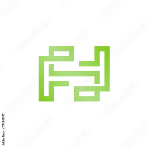 Geometric Monogram Letter F and H Logo