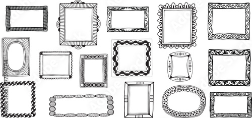 Empty Black and White Photo Frame Set – Handmade Blank Photo Booth Strips and Instant Film Templates Vector