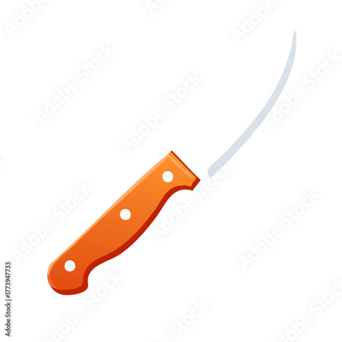 Curved boning knife with a wooden handle vector illustration icon