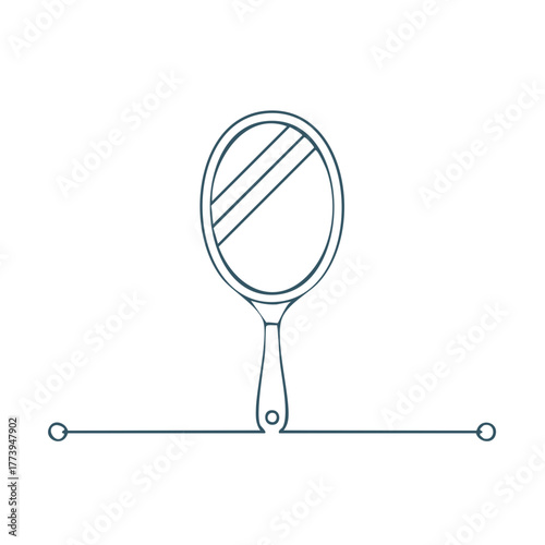 Elegant Handheld Mirror with Decorative Line Accents