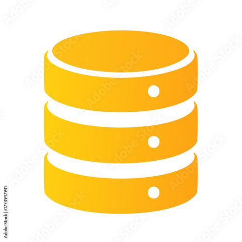 Gradient orange database icon representing digital data storage and information server technology