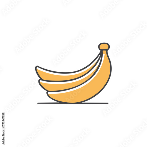 Graphic Illustration of Three Yellow Bananas with Black Outline